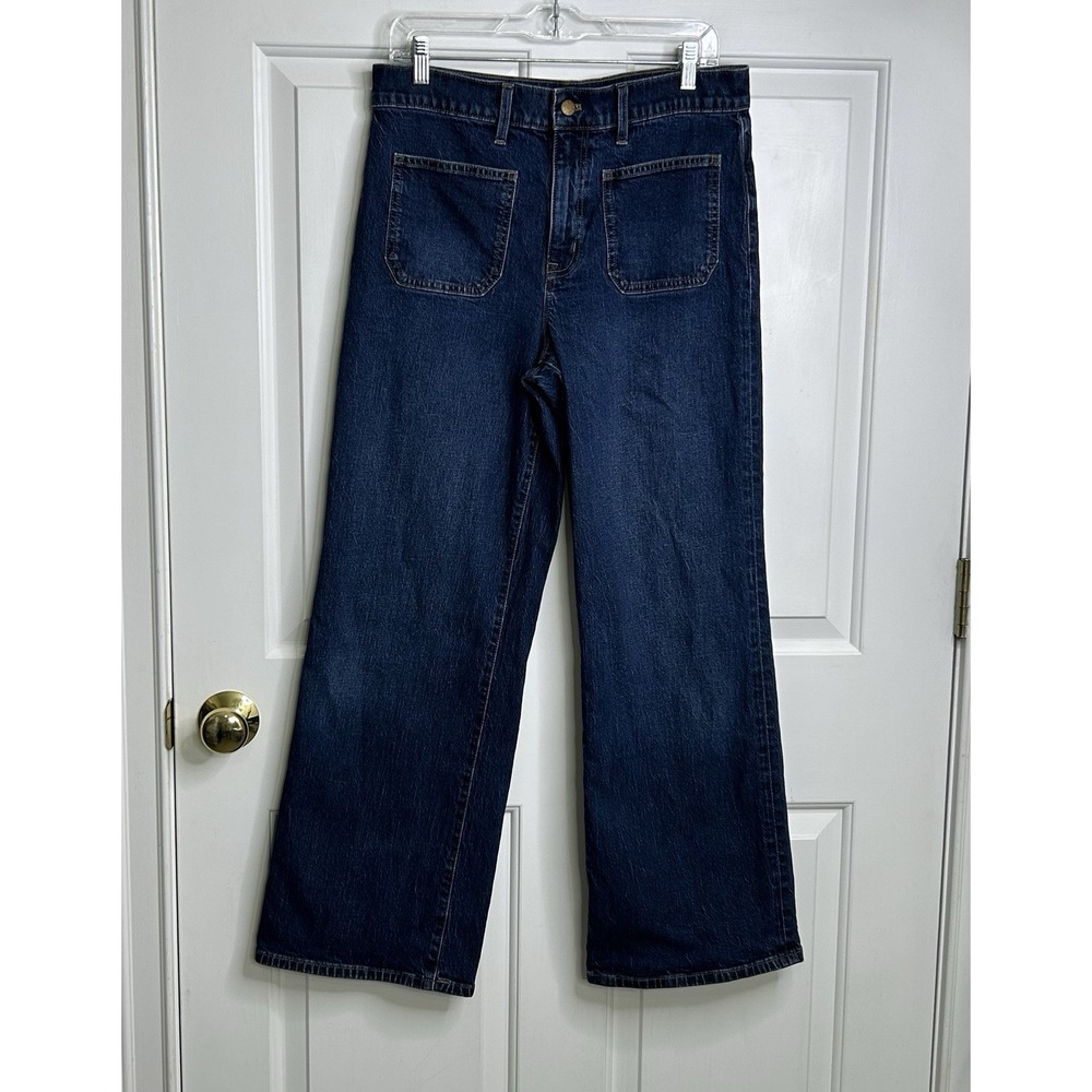 J.Crew Full Length Slim Wide Leg Jeans Womens 29 Minimalist Patch Pocket Blue